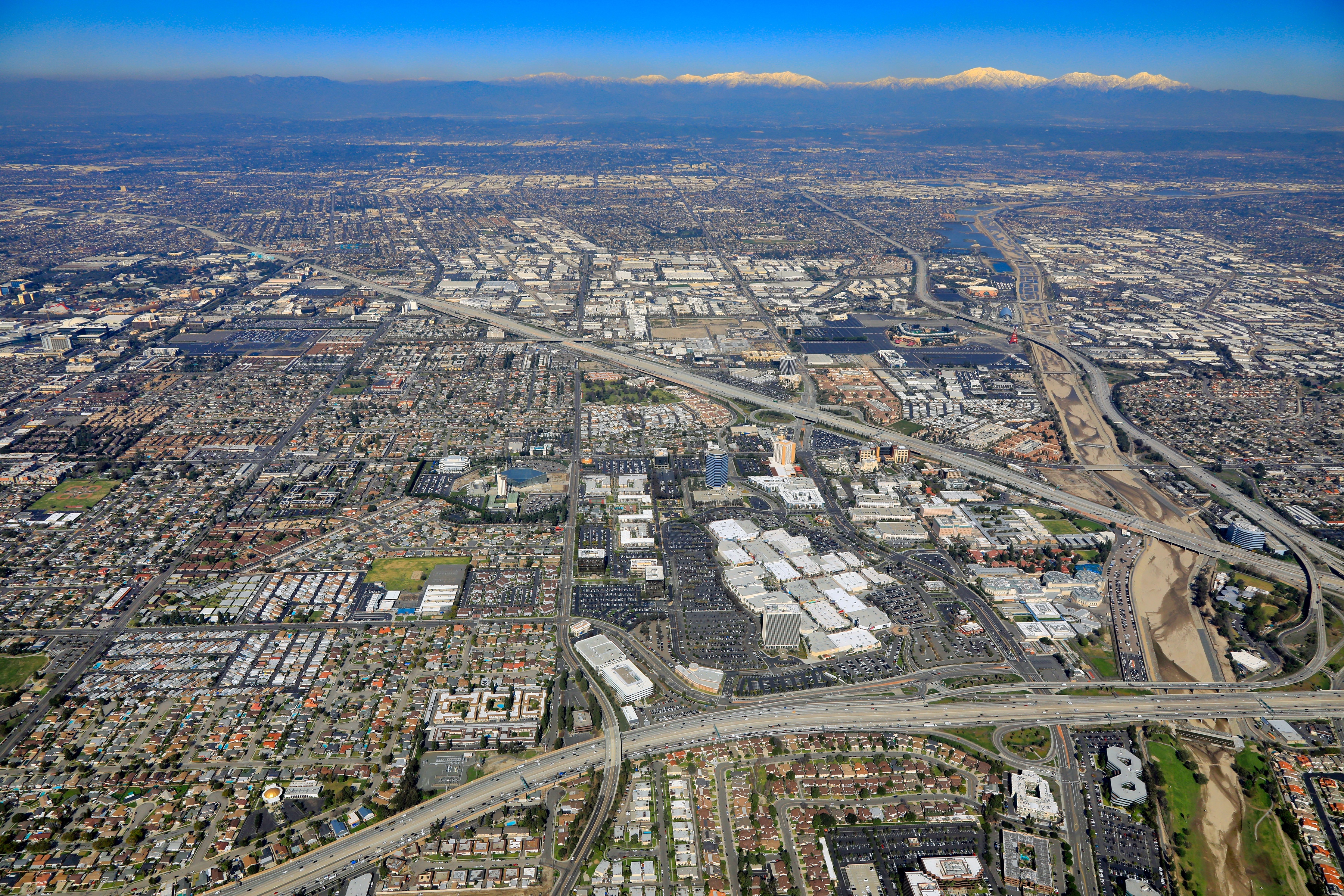 57, 5, & 22 Freeways looking North